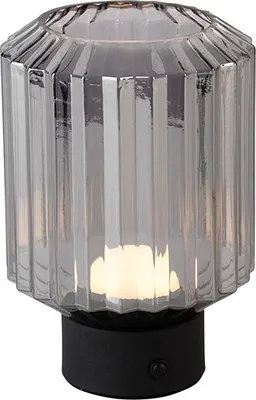 Produktbild von Trio Leuchten - Moderne Tischlampe schwarz mit Rauchglas wiederaufladbar - Millie Touch-funktion Dimmer I Dimmbar I Wohnzimmer I Schlafzimmer - Rund - I (nicht austauschbare) LED