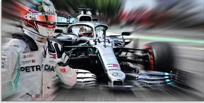 Produktbild von ARTland Glasbild Weltmeister Sir Lewis Hamilton Größe: 100x50 cm