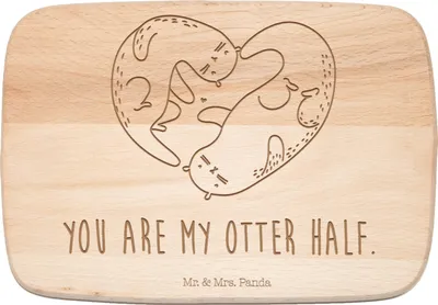 Produktbild von Mr. & Mrs. Panda Frühstücksbrett Otter Herz - Transparent - Geschenk, Liebe, Holzbrettchen, Frühstücksbrettchen, Hochzeitstag, Schneidebrett, vesperbrett, Holzbrett