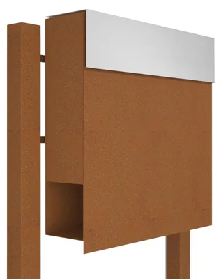 Produktbild von Standbriefkasten Manhattan in Rost mit Edelstahlklappe
