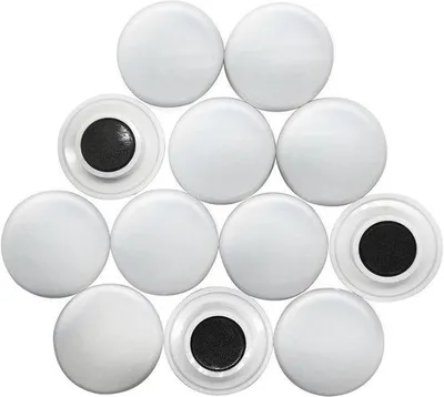 Zdjęcie produktu dla Duży biały magnes do planowania (średnica 40 mm x wysokość 8 mm) (1 opakowanie po 12 sztuk), metal, srebrny, 25 x 10 x 3 cm