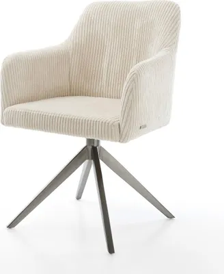 Produktbild von DELIFE Drehstuhl Greg-Flex Cord Beige Kreuzgestell breit Graphit 360° drehbar Wippfunktion Taschenfederkern
