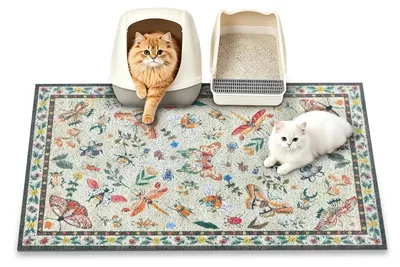 Immagine prodotto di Tappetino antiscivolo per lettiera per gatti, 89x58 cm, ideale per raccogliere la lettiera in casa