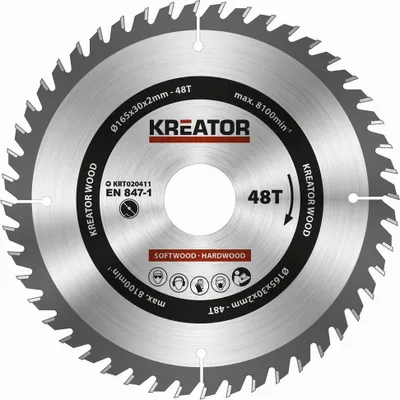 Obrázek produktu pro Pilový kotouč 165 x 30 x 2 mm 48 zubů na dřevo včetně redukčních kroužků