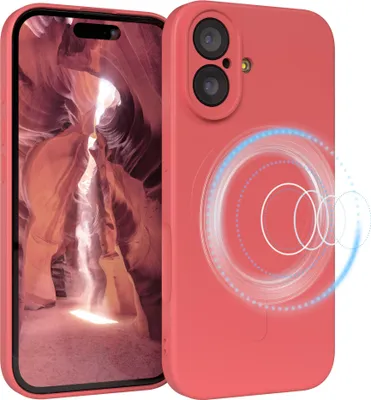 Produktbild von EAZY CASE - Silikonhülle magnetisch für Apple iPhone 17, Hülle Silikon, weich stoßfeste Magnet Handyhülle, Schutzhülle mit Kameraschutz, TPU Bumper in Rot