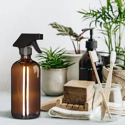 Produktbild von Famanu Sprühflasche Set 4 Stück - 500 ml - Nebel und Strahl - Glas - Braun