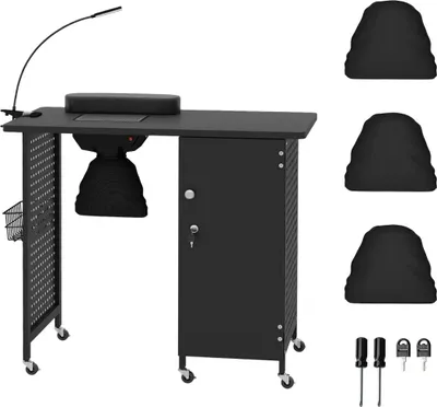 Obrázek produktu pro Manikúrní stůl s kolečky, uzamykatelným úložným prostorem a ventilátorem