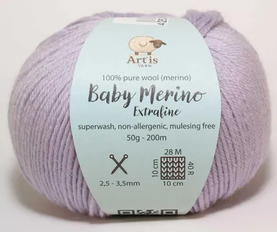 Immagine prodotto di Baby Merino Extrafine Art'is Yarn 100% Lana | Senza mulesing e superwash (50 g / 200 m) (154 viola)