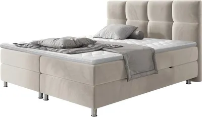 Produktbild von MIRJAN24 Boxspringbett Dave, Stilvoll Doppelbett mit zwei Bettkästen, Matratze und Topper (Farbe: Fresh 1, Größe: 180x200 cm)