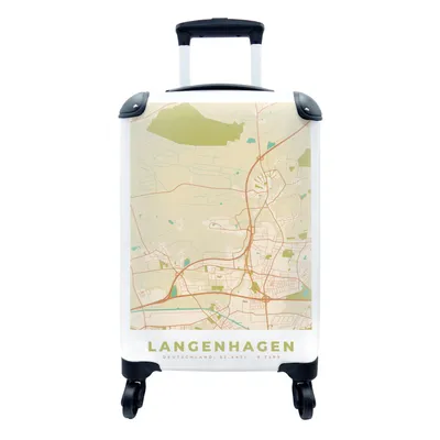 Produktbild von MuchoWow® Koffer Handgepäck Trolley Rollkoffer Kleine Reisekoffer mit 4 Rollen - Karte - Stadtplan - Langenhagen - Vintage - Cabin Size < 55x40x23 cm & 55x40x20 cm - Fotokoffer - Kabinenkoffer - Boardgepäck - Reise-Box - Reisekoffer - Reisegepäck - Koffer mit Bild - Trolley für Kinder