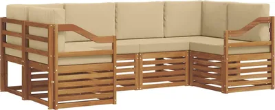 Image de Ensemble de canapé d'angle avec coussin 6 pcs Naturel