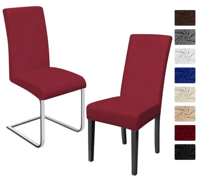 Productafbeelding van Stoelhoesjes, 2 stuks, bordeauxrood, elastisch, stretchhoes, 95% polyester, 5% elastaan, wasbaar tot 40°C