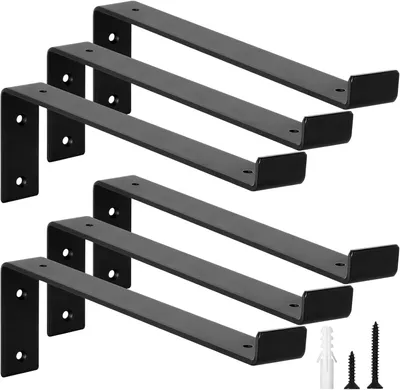 Productafbeelding van Stalen wandhouders, 5 mm dik, 6 stuks, 30 cm, voor planken