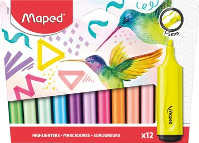 Obrázok produktu pre Maped Textmarker FLUO'PEPS Classic 12er Kartonetui Keilspitze Strichstärke 1.0 - 5.0 mm