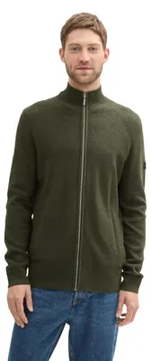 Produktbild von Tom Tailor Herren Strickjacke aus Baumwolle, 36230 - Rosin Green Melange, XL