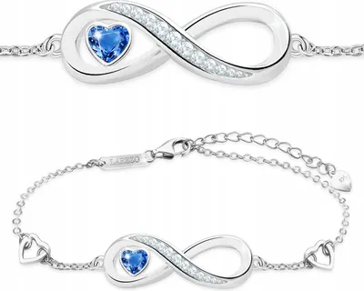 Produktbild von Silbernes Armband mit blauem Zirkonia-Herz und Unendlichkeitssymbol, 925er Silber