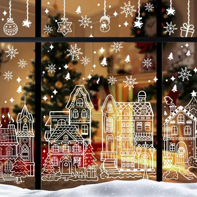Productafbeelding van Raamstickers kerst - Kerstraamstickers grote - 4 vellen - 70 x 40 cm - Herbruikbaar