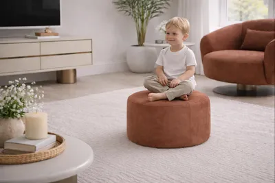 Produktbild von Eleganter Pouf im minimalistischen Design mit weichem Stoff Hochwertige Möbel