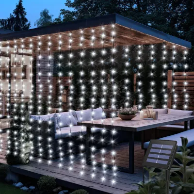 Solar-Gardinenlichter 2x2m, 200 LED, 8 Modi, wasserdicht