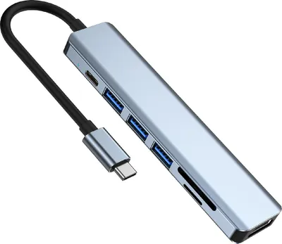 Zdjęcie produktu dla INF Hub Type-C 7-w-1: HDMI, PD, SD/TF, porty USB 3.0 i 2.0