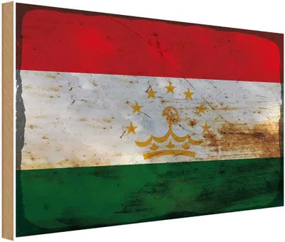 Produktbild von vianmo Holzschild 30x40 cm Tadschikistan Tajikistan Flagge Fahne Wappen