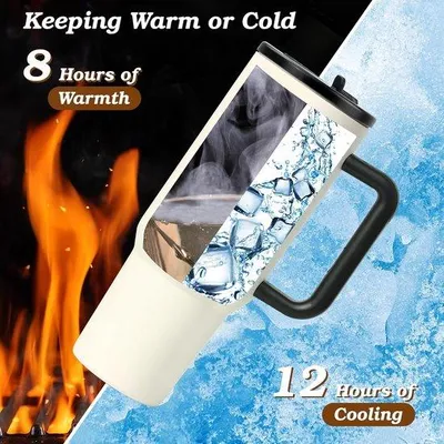 Productafbeelding van Thermosfles met Rietje - E - 1,2 L - Dubbelwandige Roestvrij Stalen Drinkfles - Voor Dames