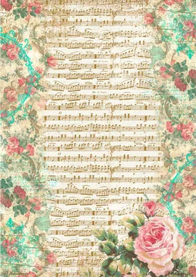 Produktbild von Motiv-Strohseide "Precious - Rose and Music", DIN A4