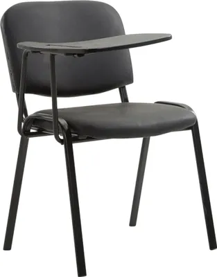 Produktbild von Besucherstuhl mit Klapptisch - Besprechungsstuhl - Bequeme gesteppte Sitzfläche, Farbe: Schwarz