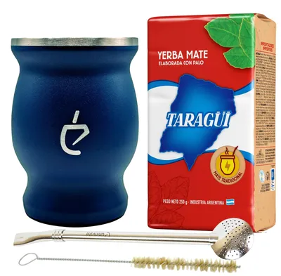 Immagine prodotto di Kit yerba mate Un Mate Wave 4 pezzi – tazza 230 ml, bombilla, Taragüi 250 g e spazzolino