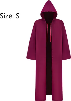 Obrázek produktu pro Halloween Gothic Cape Cod Kostým Středověký plášť s kapucí Látkový halloweenský kostým pro muže a ženy, červený, S