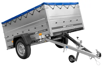 Zdjęcie produktu dla Przyczepka samochodowa 200x125 UNITRAILER GARDEN 201 KIPP z burtami BIS i plandeką niebieską