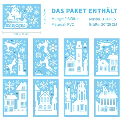 Produktbild von Moxled Weihnachts Fensterbilder Selbstklebend Wei? 134 Statisch Haftende PVC Aufkleber, fš¹r Weihnachtsdekoration, Fenster, Wohnungsgestaltung