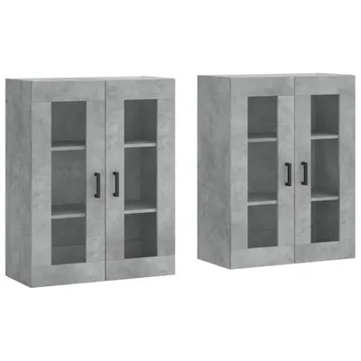 Image de Deux armoires murales gris béton en bois composite 34 x 69 x 90 cm