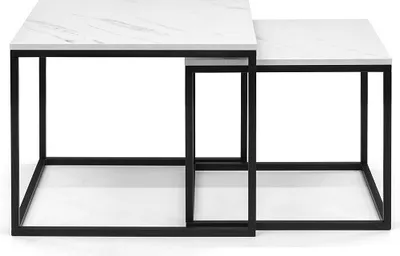 Produktbild von Furmeb24 - VEROLI - E2er-Set Couchtische mit geraden Metallbeinen , Marmor-Effeckt .
