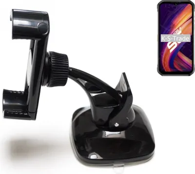 Produktbild von K-S-Trade kompakte Handy-Halterung Windschutzscheibe kompatibel mit Ulefone Armor 11 5G Armaturenbrett schwarz Autohalterung KFZ Halter