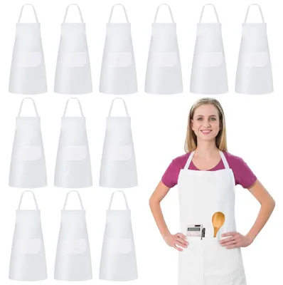 12er-Pack Kochschürzen, wasserdicht, 75x65 cm, Weiß
