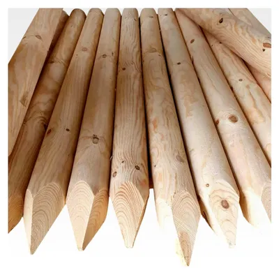 Produktbild von Ø 5 cm 4er-Pack Holzpalisaden, Länge: 200 cm, Gartenpfähle, Witterungsbeständig, Nicht imprägniert