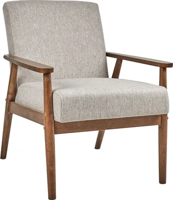 Zdjęcie produktu dla BELIANI Fotel szary tapicerowany poliester lniany ciemna drewniana rama i podłokietniki retro design do salonu