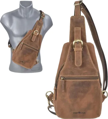 Produktbild von Greenburry Leder Umhängetasche Crossbag BodyBag Eingurtrucksack Vintage 20x40cm