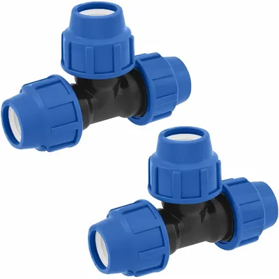 T-Verbinder 20 mm PE-Rohr, 3 Ausgänge, 2 Stück