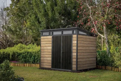 Produktbild von Curver Signature PENT 9X7 Kunststoff-Gartenhaus Eschenholz