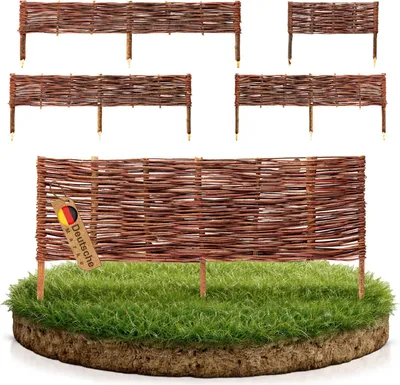 Produktbild von BooGardi Beetbegrenzung aus Weide · ( H 20 x B 100 cm 10 Stück ) · Beeteinfassung in Vielen Größen · Weidenzaun zur Beet-Umrandung