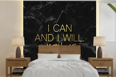 Produktbild von MuchoWow® Fototapete für Wohnzimmer oder Schlafzimmer Wandtapete Vinyl Motivtapete Zitate - Selbstvertrauen - Gold - Marmor - 260x260 cm - Papiertapeten