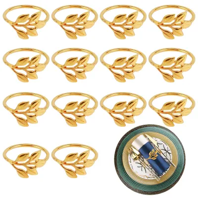 Serviettenringe, 14 Stück, gold, rund, Metall, elegant