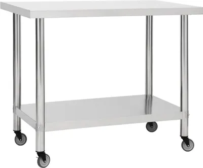 Obrázok produktu pre Kuchynský pracovný stôl s kolieskami 100x45x85 cm nerezový
