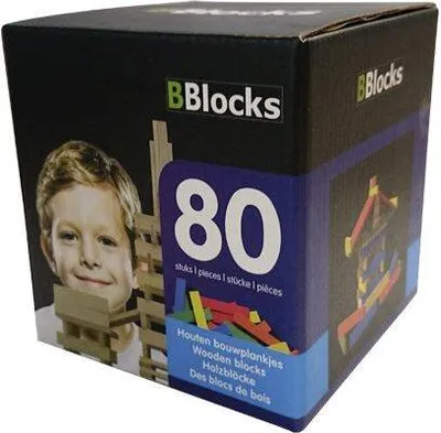Produktbild von BBlocks Bauklötze Set - 80 Stück farbiges Holzspielzeug