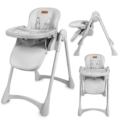 Produktbild von Kidwell FORTO Hochstuhl klappbar – Verstellbarer Babyhochstuhl mit Doppelablegetablett & 7 Höhenstufen Grau