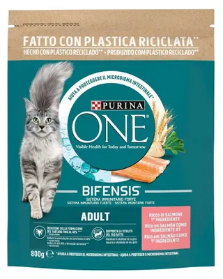 Productafbeelding van Purina ONE 12505695, Volwassen dier, Geschikt voor alle rassen, Zalm, 800 g
