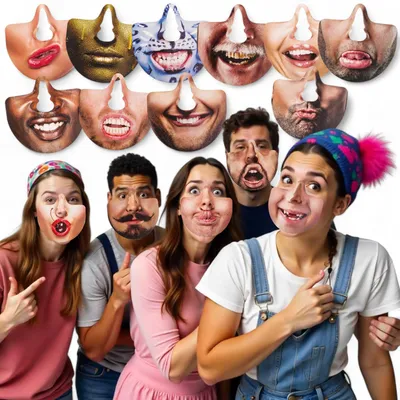 15 lustige Partymasken für Erwachsene, Fotobox, Hochzeit, Geburtstag
