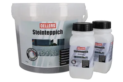 Produktbild von OELLERS Steinteppich Set 25kg Silbergrau | Fugenlose 2K Bodenbeschichtung auf Epoxidharzbasis für Küchen, Bäder, Garagen & mehr